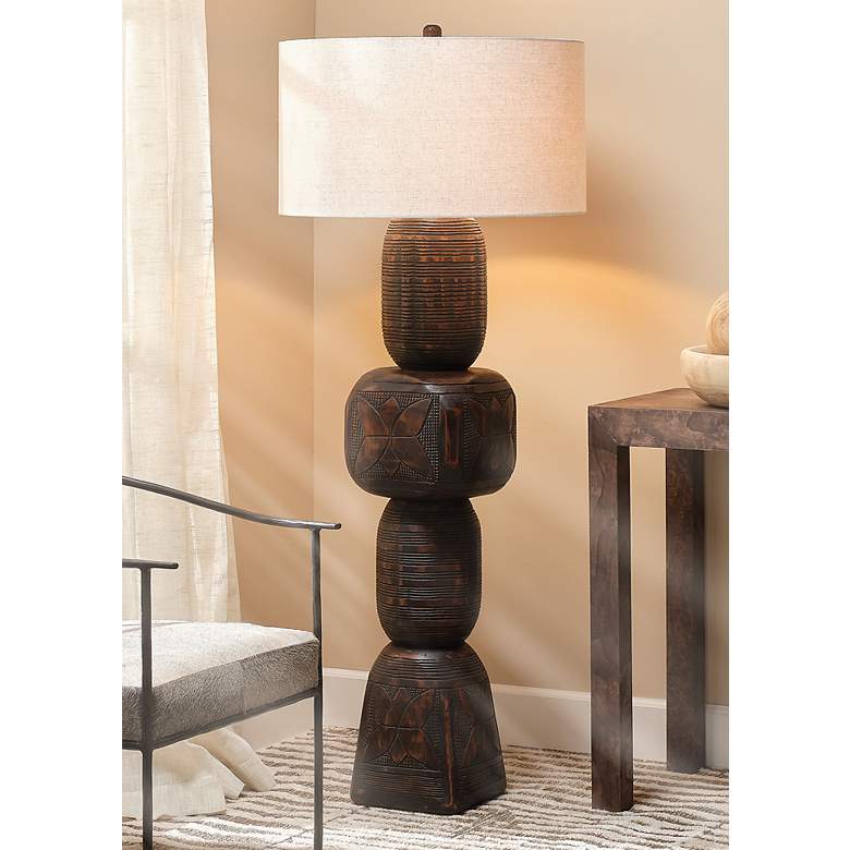 Image 1 Jamie Young Totem Dark Brown Mango Wood Floor Lamp