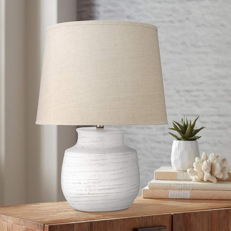 Image 1 Jamie Young Trace Off-White Ceramic Table Lamp