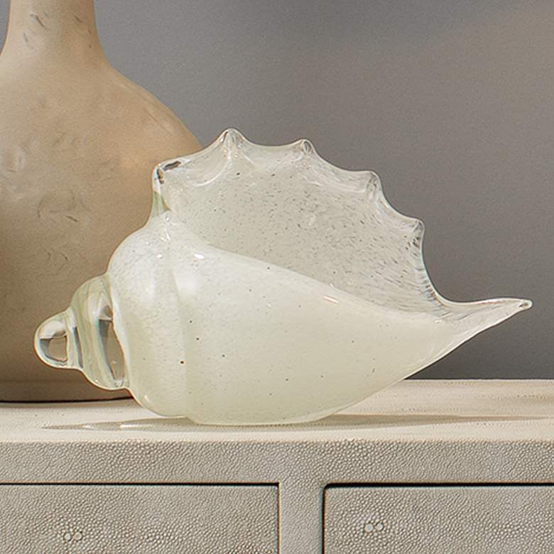 Image 1 Jamie Young Triton White Blown Glass Decorative Shell