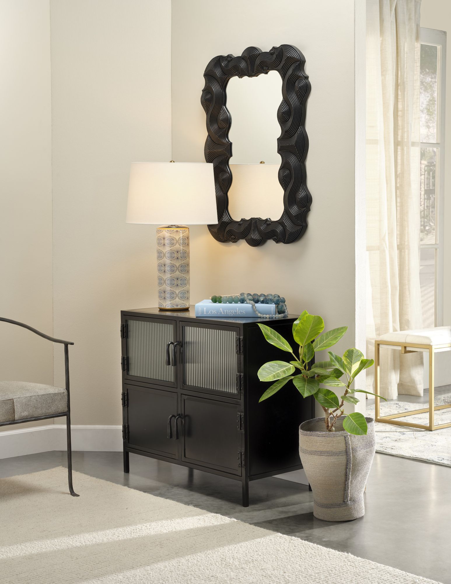 Image 5 Jamie Young Trophy Seagrass Decorative Basket 15.5" in Blue more views