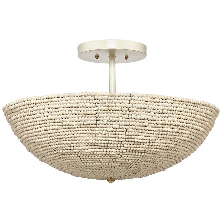 Image 3 Jamie Young Tsunami 24" Wide White Wood Bead Ceiling Light