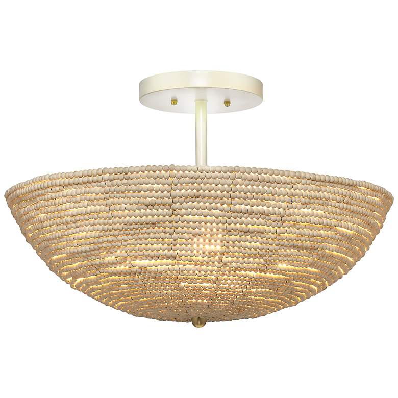 Image 5 Jamie Young Tsunami 24" Wide White Wood Bead Ceiling Light more views