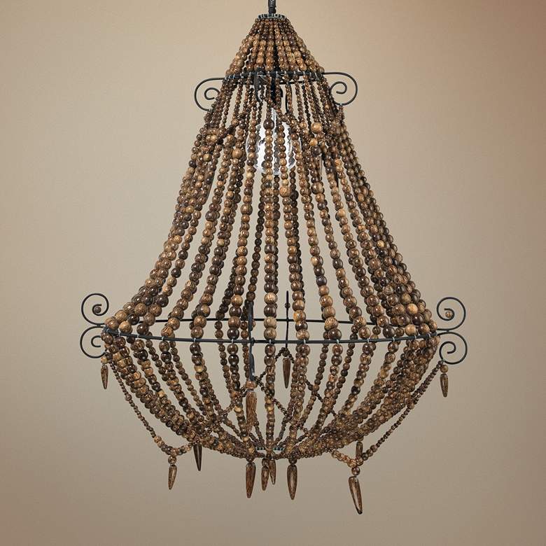 Image 1 Jamie Young Tulum 33 inch Wide Brown Beads Chandelier