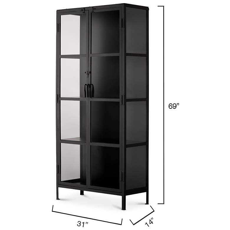 Image 3 Jamie Young Union Tall Curio Black Iron Cabinet more views