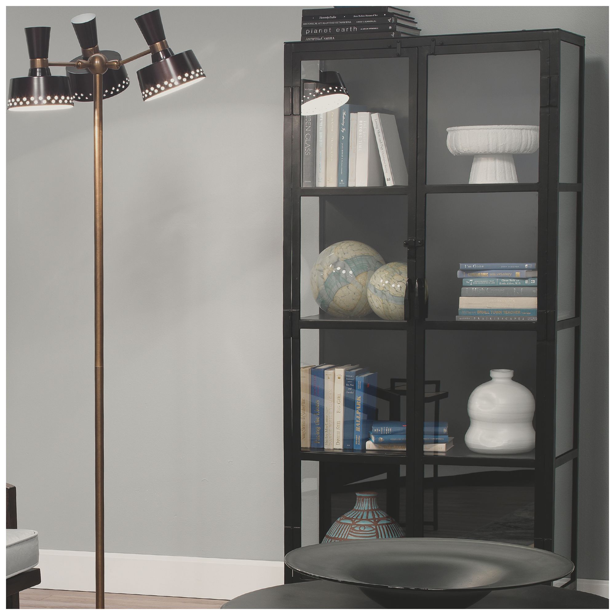 Jamie Young Union Tall Curio Black Iron Cabinet