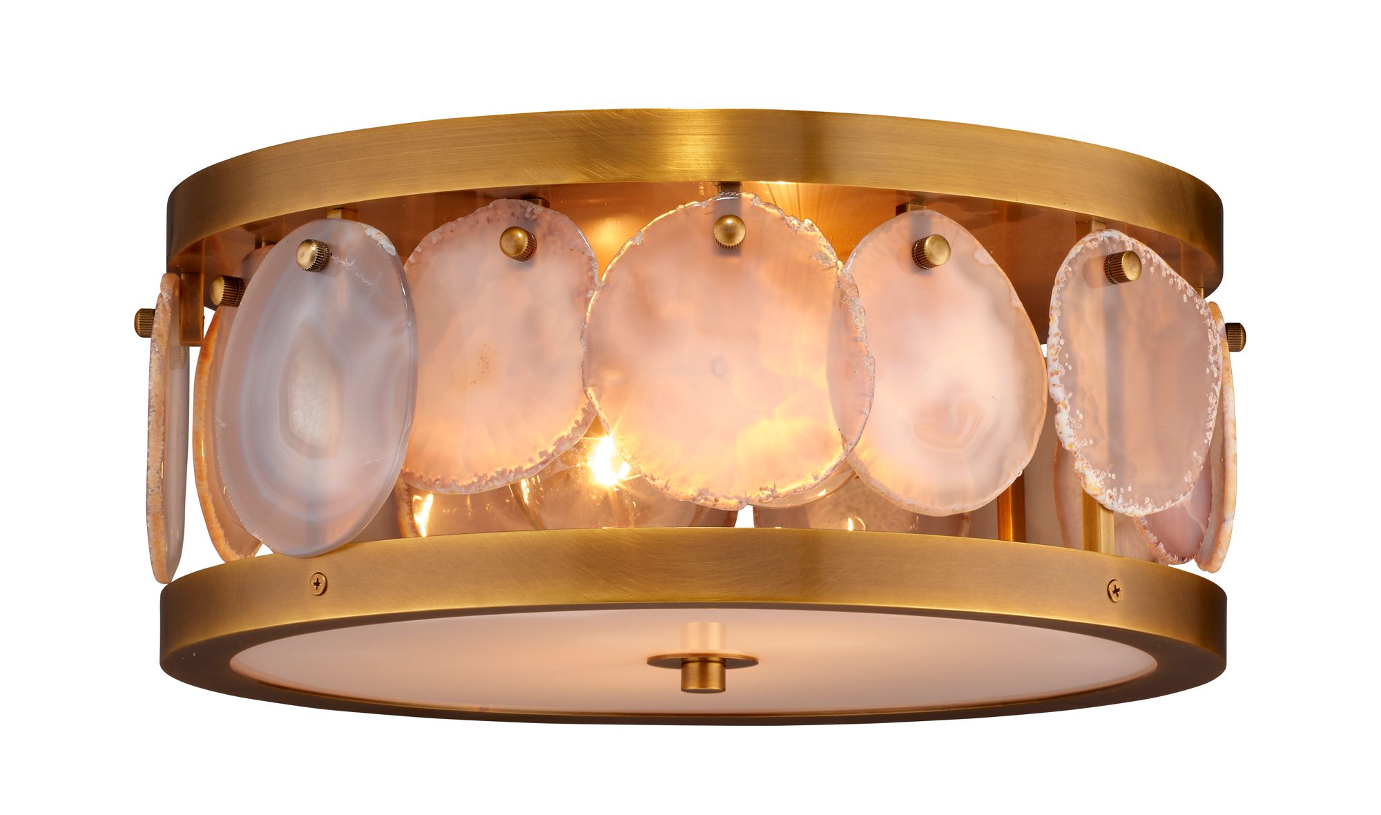 Image 4 Jamie Young Upsala 15" Wide Brass and Agate Stone Drum Ceiling Light more views