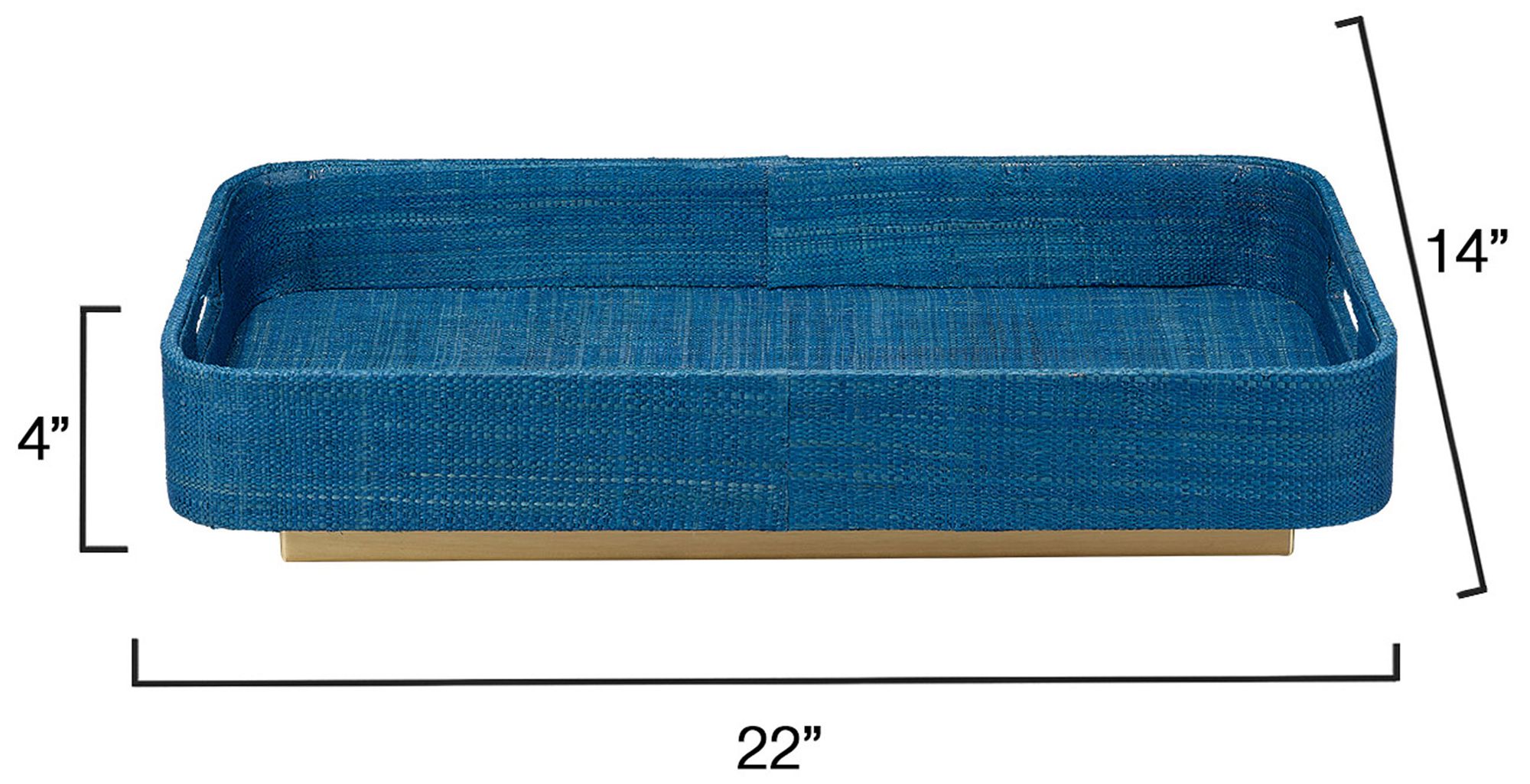 Image 3 Jamie Young Utopia Indigo Raffia Decorative Tray with Antique Brass Base more views