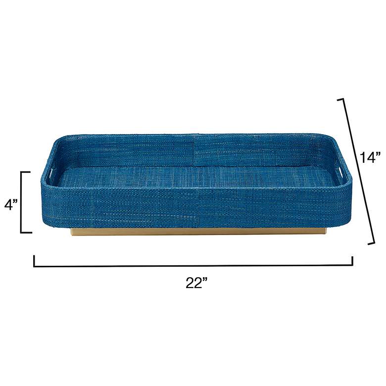 Image 3 Jamie Young Utopia Indigo Raffia Decorative Tray with Antique Brass Base more views