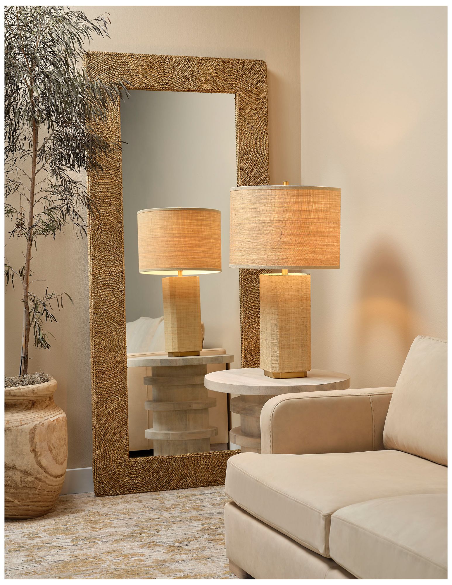Jamie Young Utopia Raffia Table Lamp with Raffia Shade