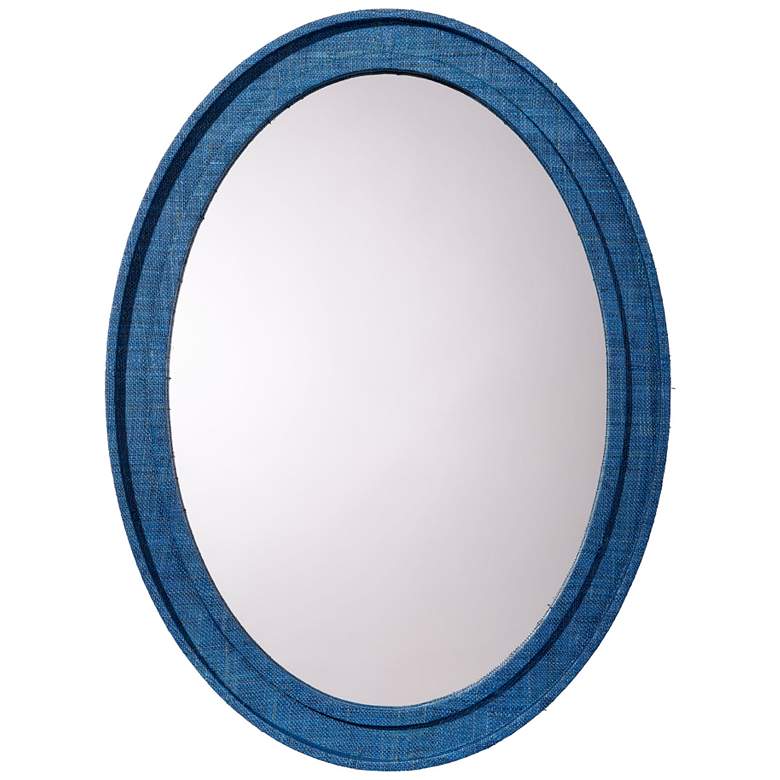 Image 1 Jamie Young Valley 35" x 26" Oval Wall Mirror in Indigo Raffia