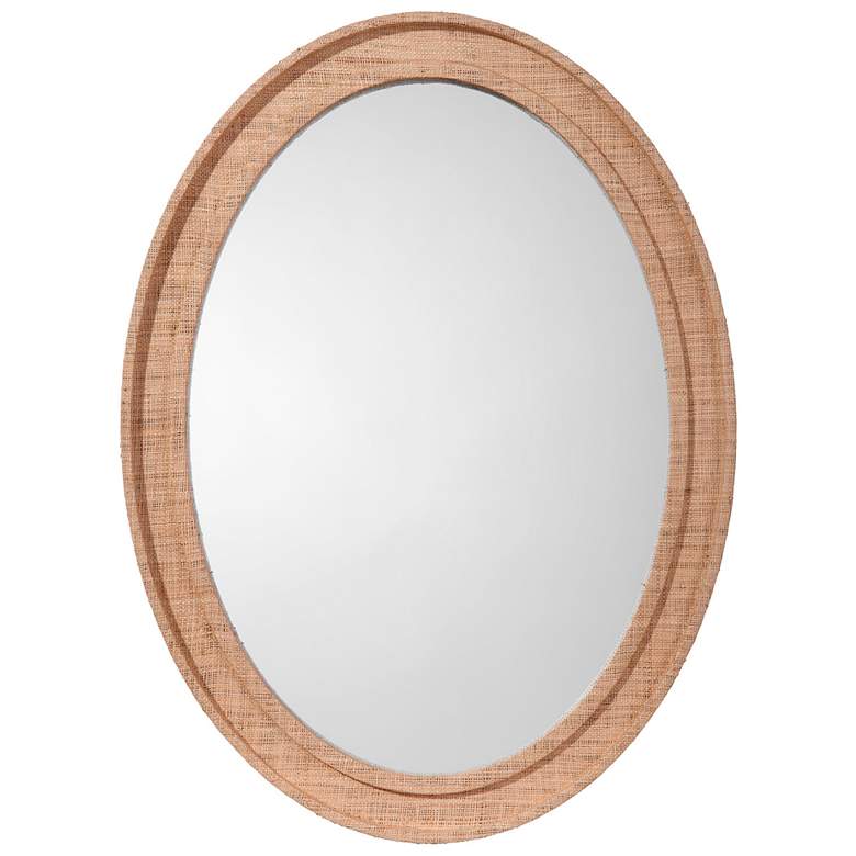 Image 2 Jamie Young Valley 35" x 26" Oval Wall Mirror in Natural Raffia