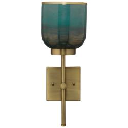 Jamie Young Vapor 15 3/4&quot; High Aqua Glass and Brass Metal Wall Sconce