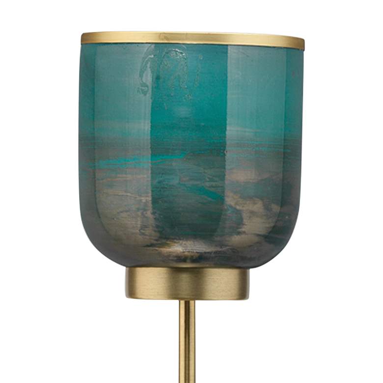 Jamie Young Vapor 24 3/4&quot; High Aqua and Brass Double Wall Sconce more views