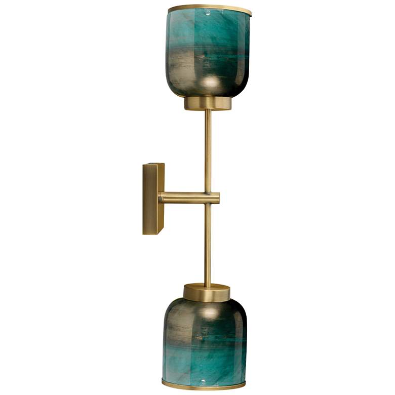Image 5 Jamie Young Vapor 24 3/4 inch High Aqua and Brass Double Wall Sconce more views