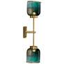 Jamie Young Vapor 24 3/4" High Aqua and Brass Double Wall Sconce