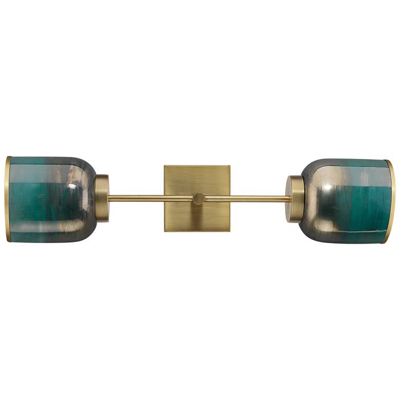 Image 6 Jamie Young Vapor 24 3/4 inch High Aqua and Brass Double Wall Sconce more views