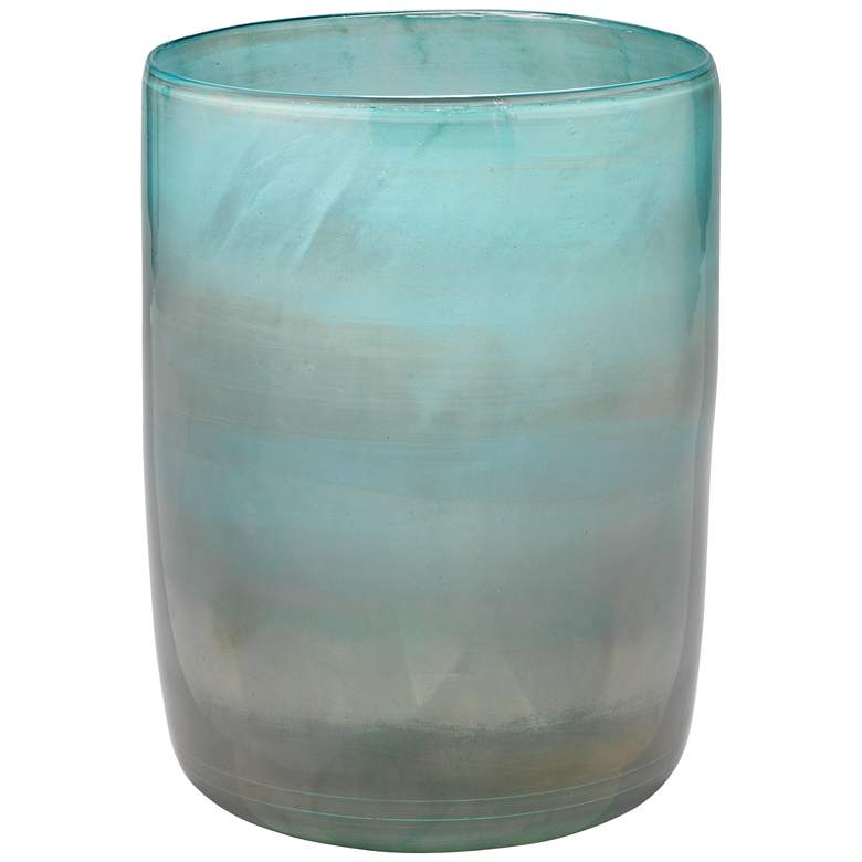 Image 1 Jamie Young Vapor Metallic Aqua 11 inch High Glass Vase