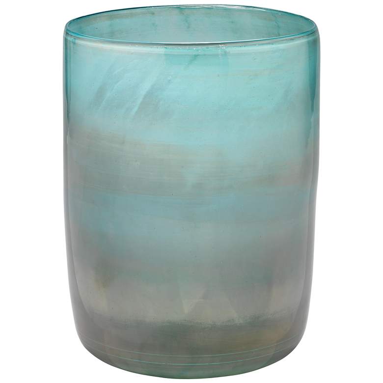 Image 1 Jamie Young Vapor Metallic Aqua 11" High Glass Vase