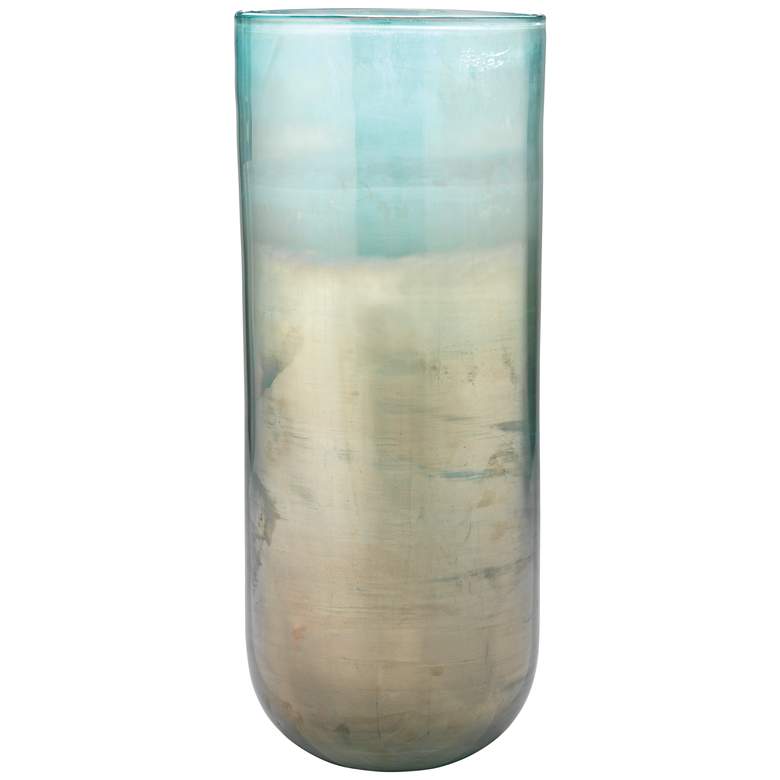Image 1 Jamie Young Vapor Metallic Aqua 20" High Glass Vase