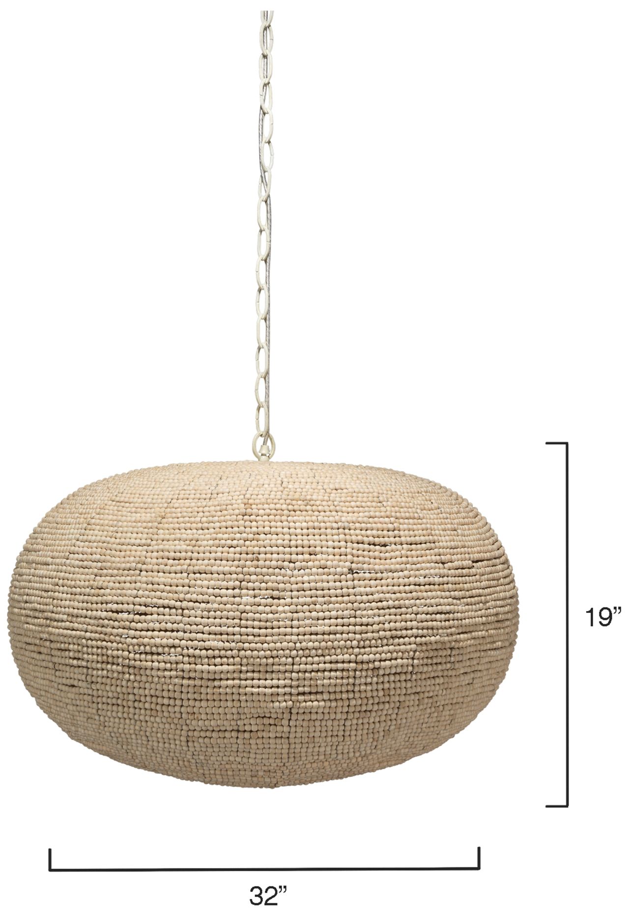 Jamie Young Whirlpool Beaded Natural Wood 3-Light Pendant