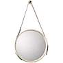 Jamie Young White Leather Strap 26" Round Wall Mirror