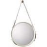 Jamie Young White Leather Strap 26" Round Wall Mirror