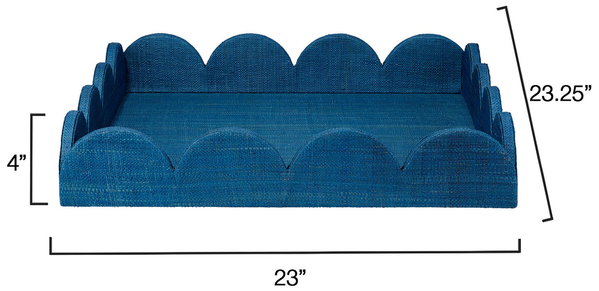 Image 3 Jamie Young Wonderland Indigo Raffia Scalloped Decorative Tray more views