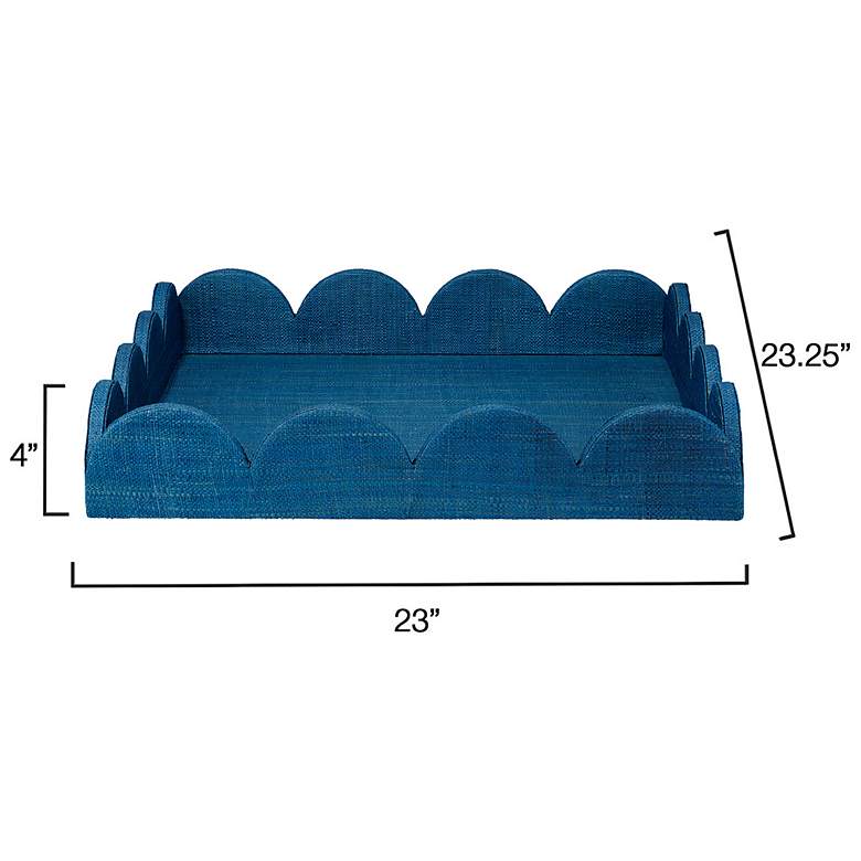 Image 3 Jamie Young Wonderland Indigo Raffia Scalloped Decorative Tray more views