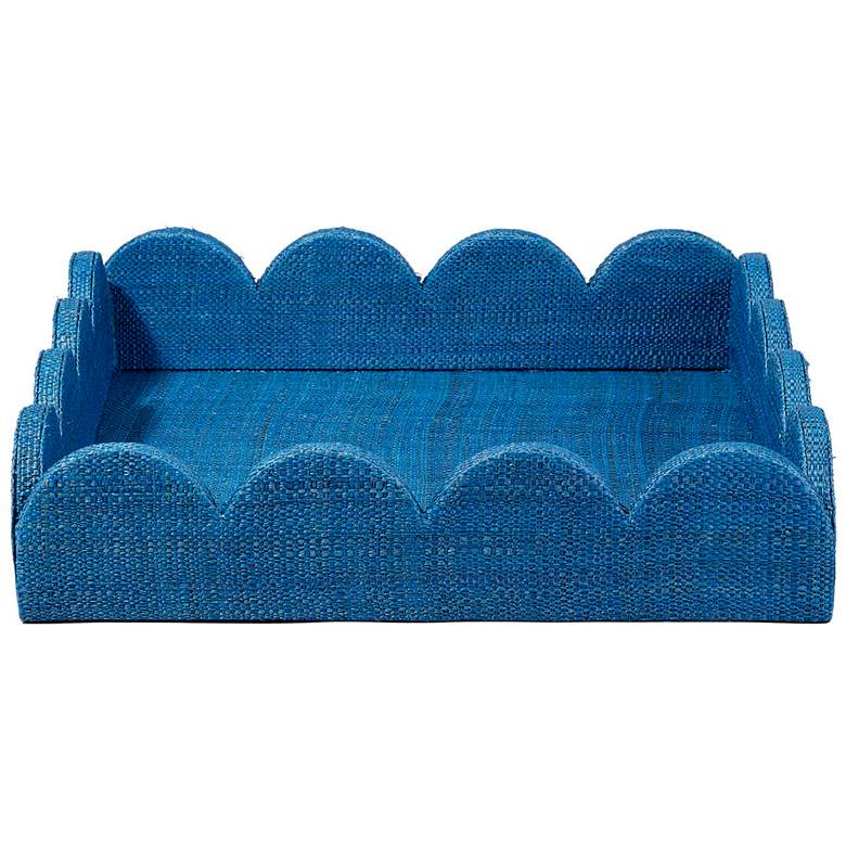 Image 1 Jamie Young Wonderland Scalloped Small Decorative Raffia Tray, Indigo