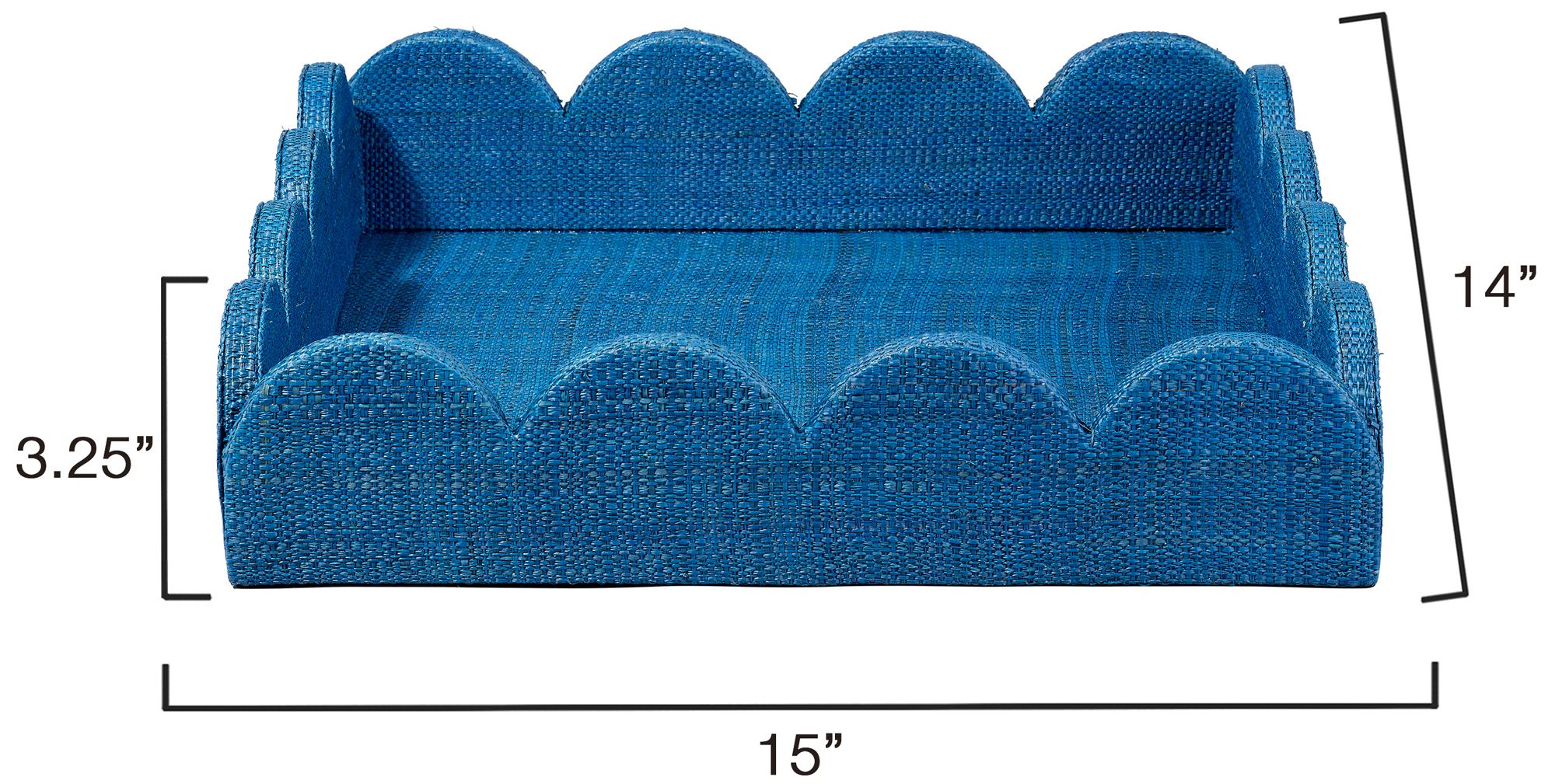 Image 3 Jamie Young Wonderland Scalloped Small Decorative Raffia Tray, Indigo more views