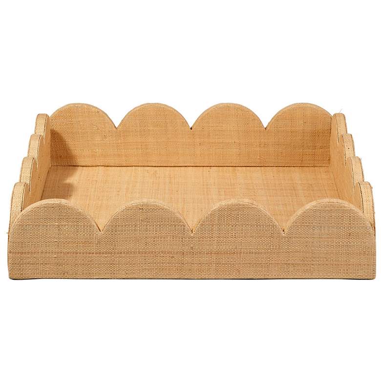 Image 1 Jamie Young Wonderland Scalloped Small Decorative Raffia Tray, Natural