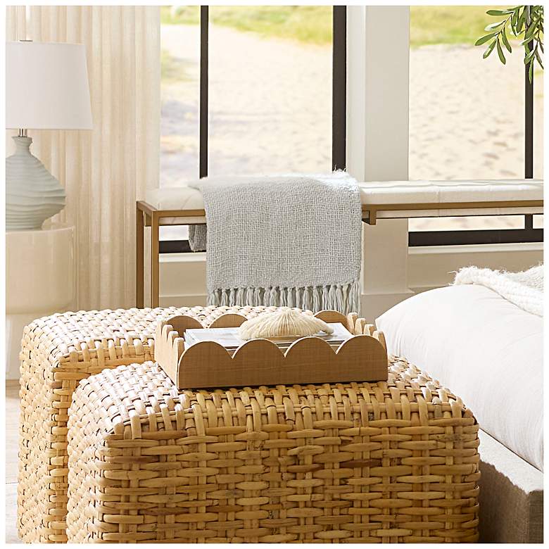 Image 2 Jamie Young Wonderland Scalloped Small Decorative Raffia Tray, Natural more views