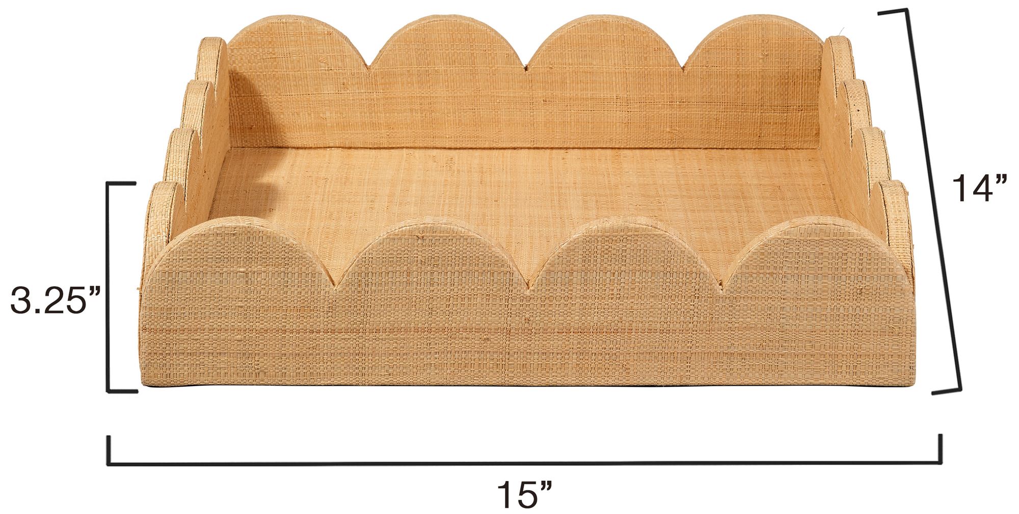 Image 3 Jamie Young Wonderland Scalloped Small Decorative Raffia Tray, Natural more views