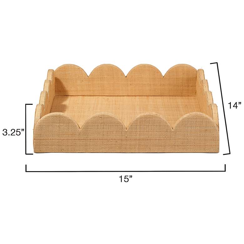 Image 3 Jamie Young Wonderland Scalloped Small Decorative Raffia Tray, Natural more views