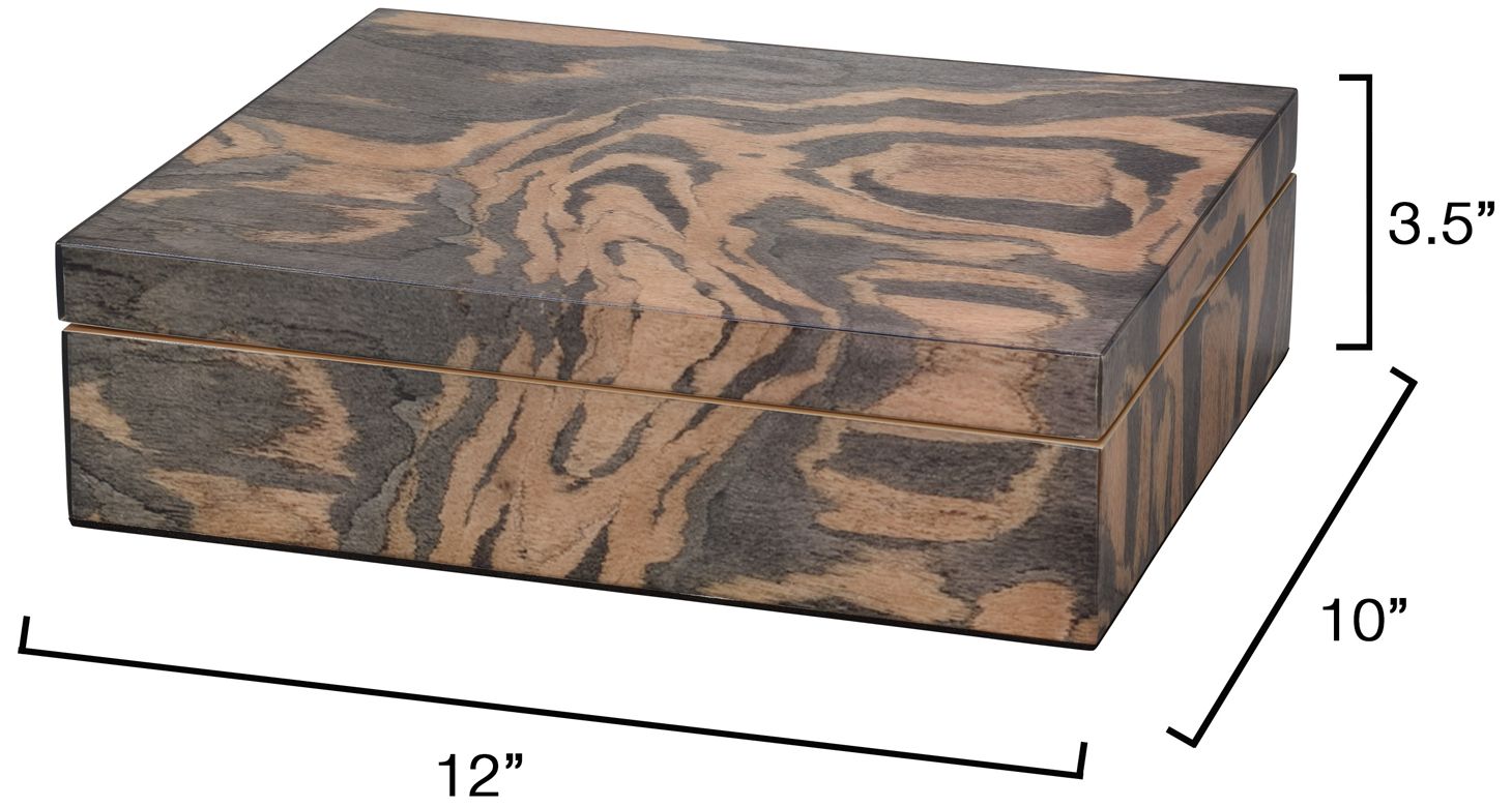 Image 3 Jamie Young Woodgrain Decorative Box 3.5" in Navy more views