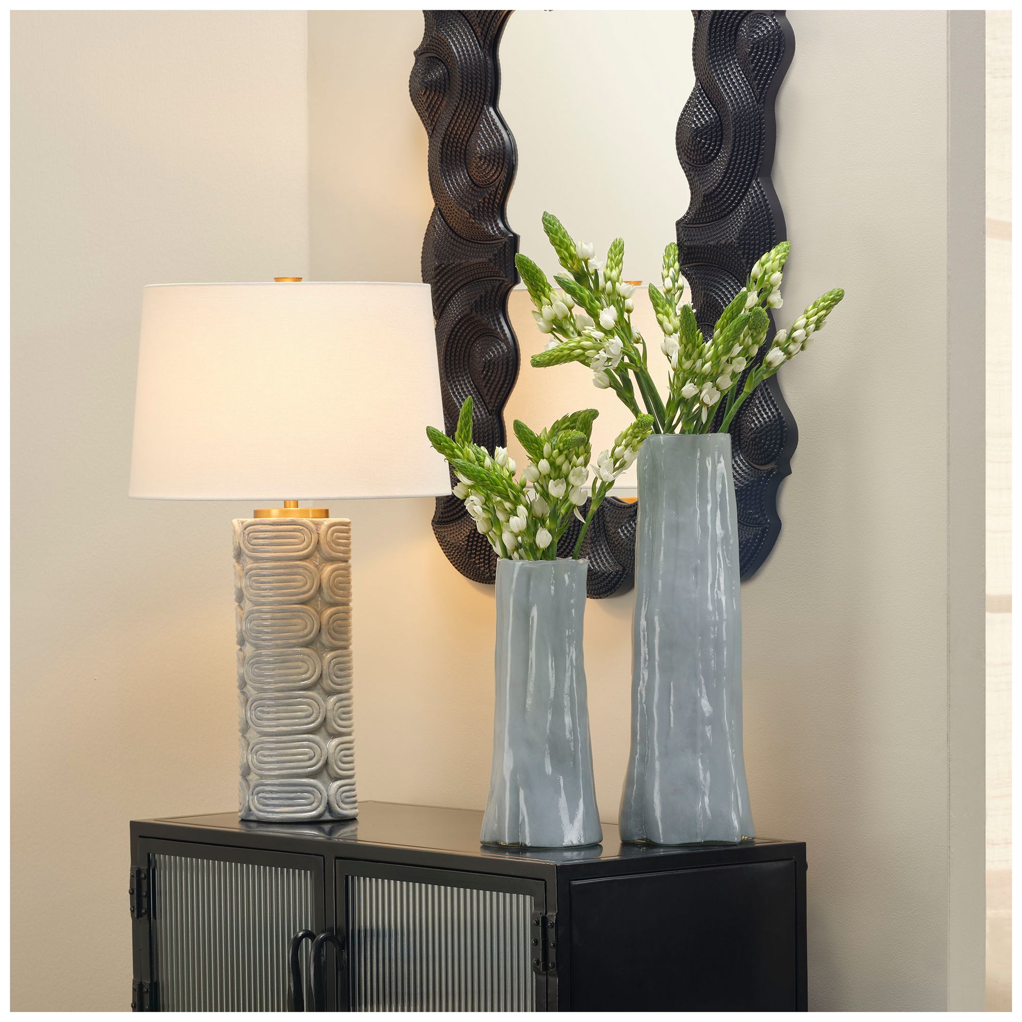 Image 2 Jamie Young Wright Ceramic Table Lamp with Linen Shade 28.5" more views