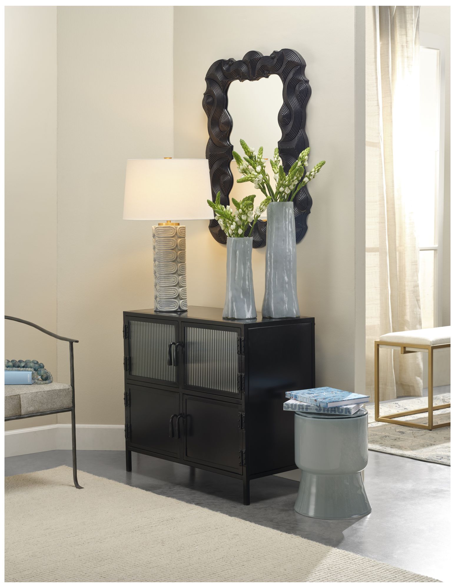 Image 5 Jamie Young Wright Ceramic Table Lamp with Linen Shade 28.5" more views