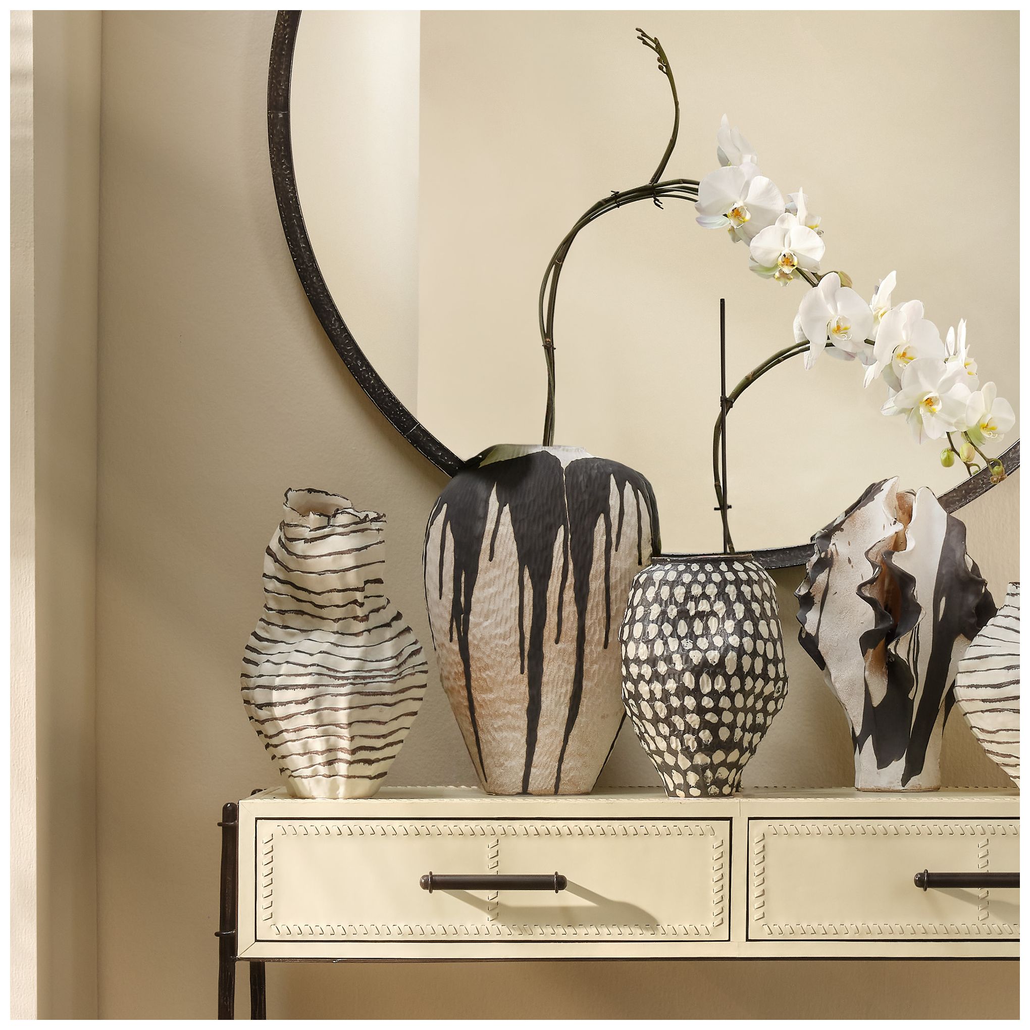 Image 4 Jamie Young Zelda Ceramic Vase 18" in Black more views