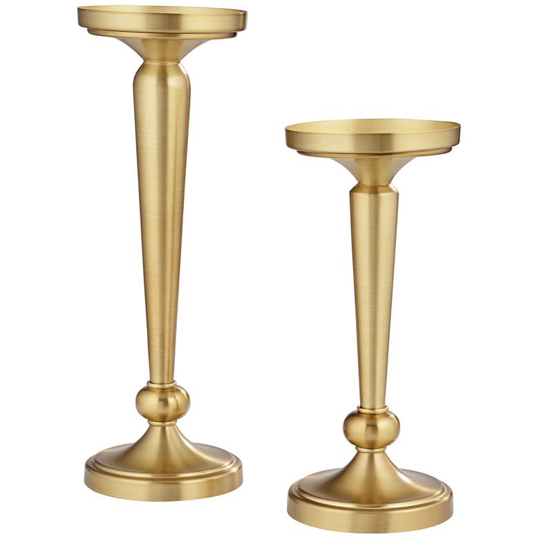 Image 1 Jamison Warm Brass Metal Candle Holders Set of 2