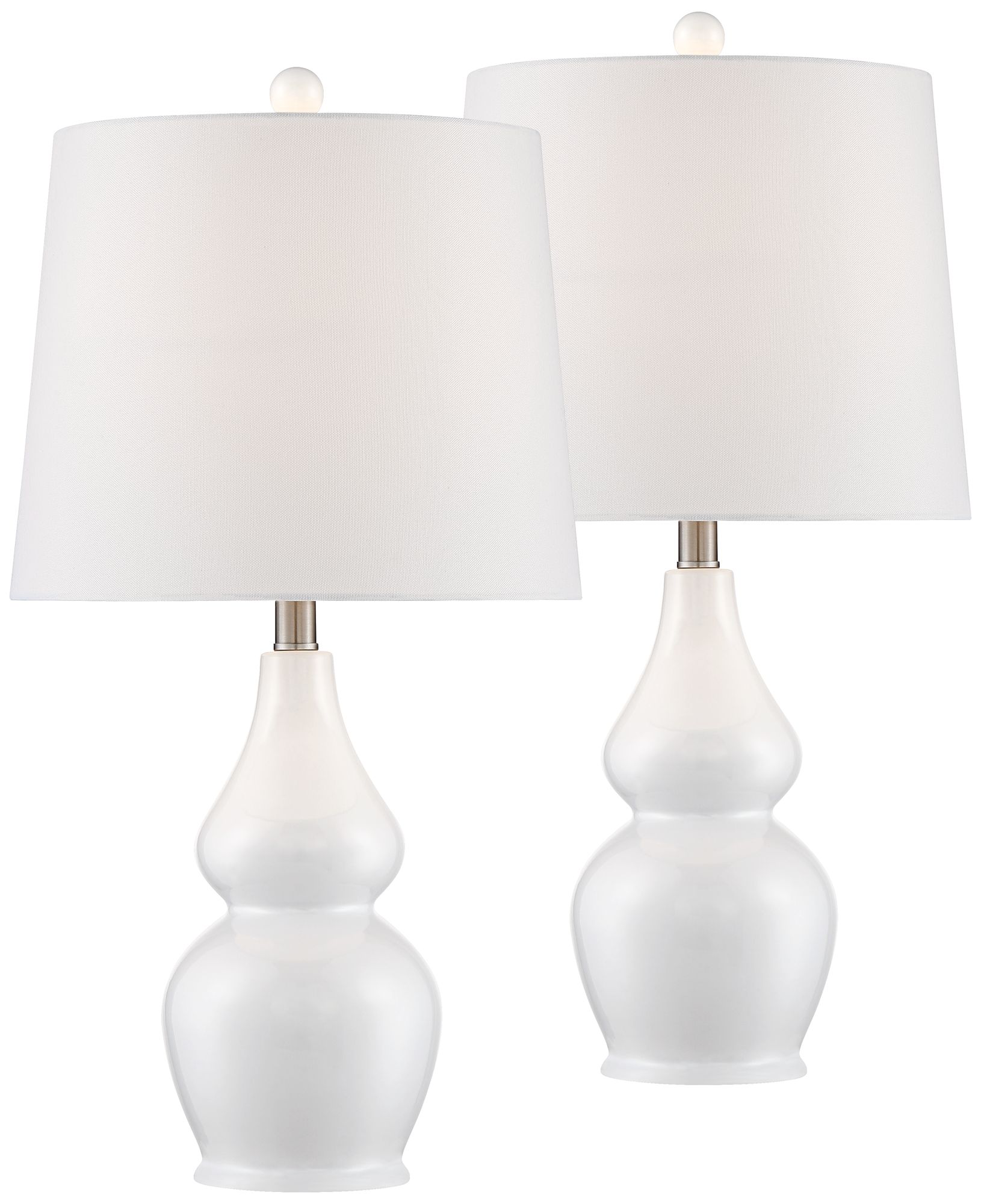 Image 2 Jane 25" Modern Gourd White Ceramic Table Lamps Set of 2