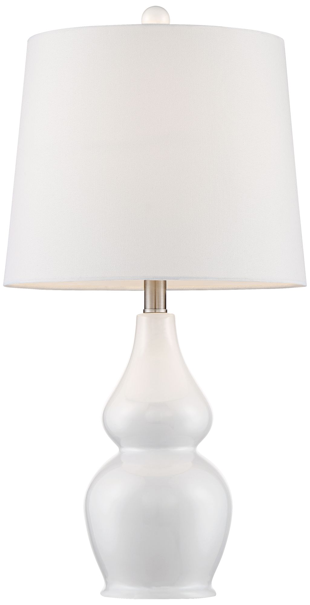 Jane 25" Modern Gourd White Ceramic Table Lamps Set of 2