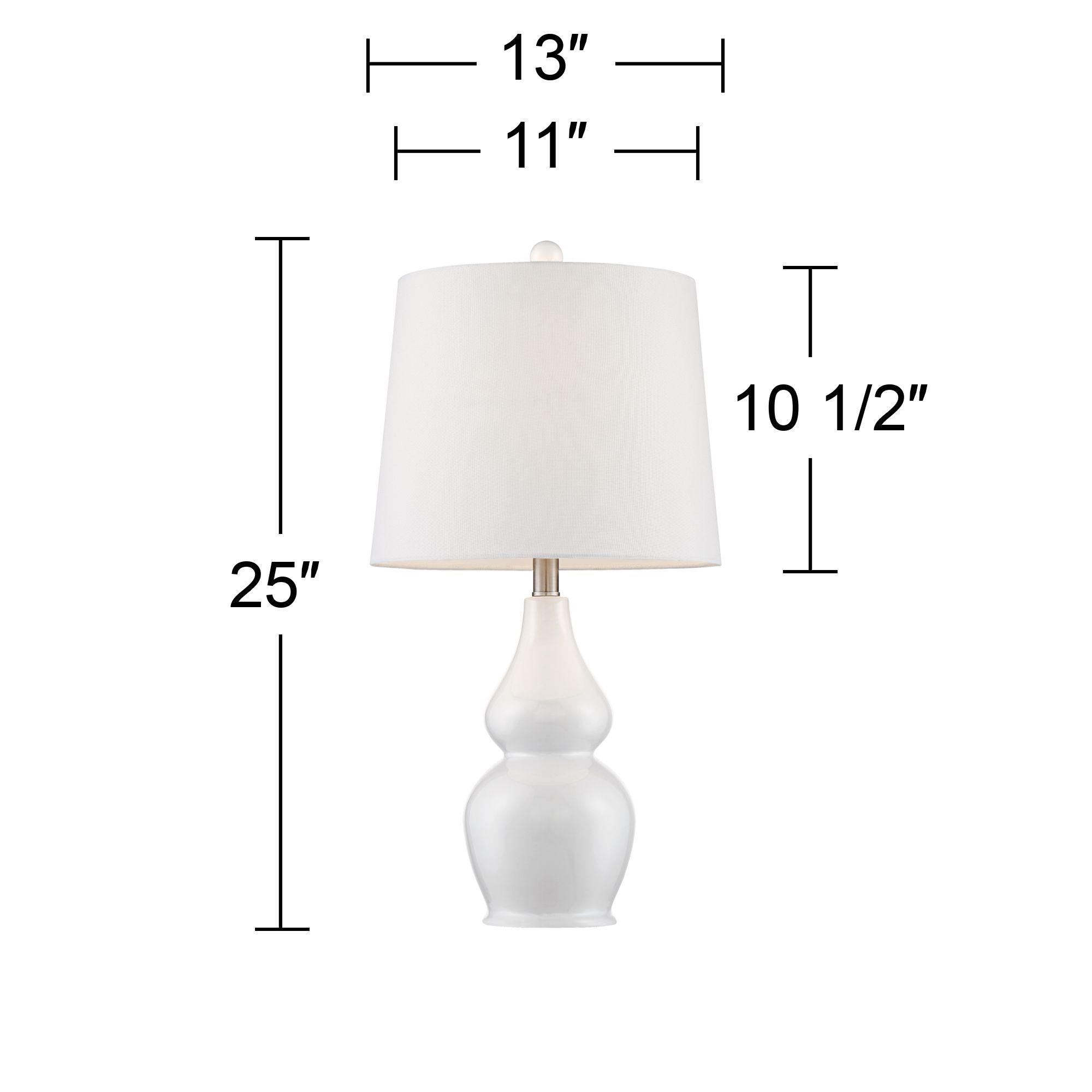Jane 25" Modern Gourd White Ceramic Table Lamps Set of 2
