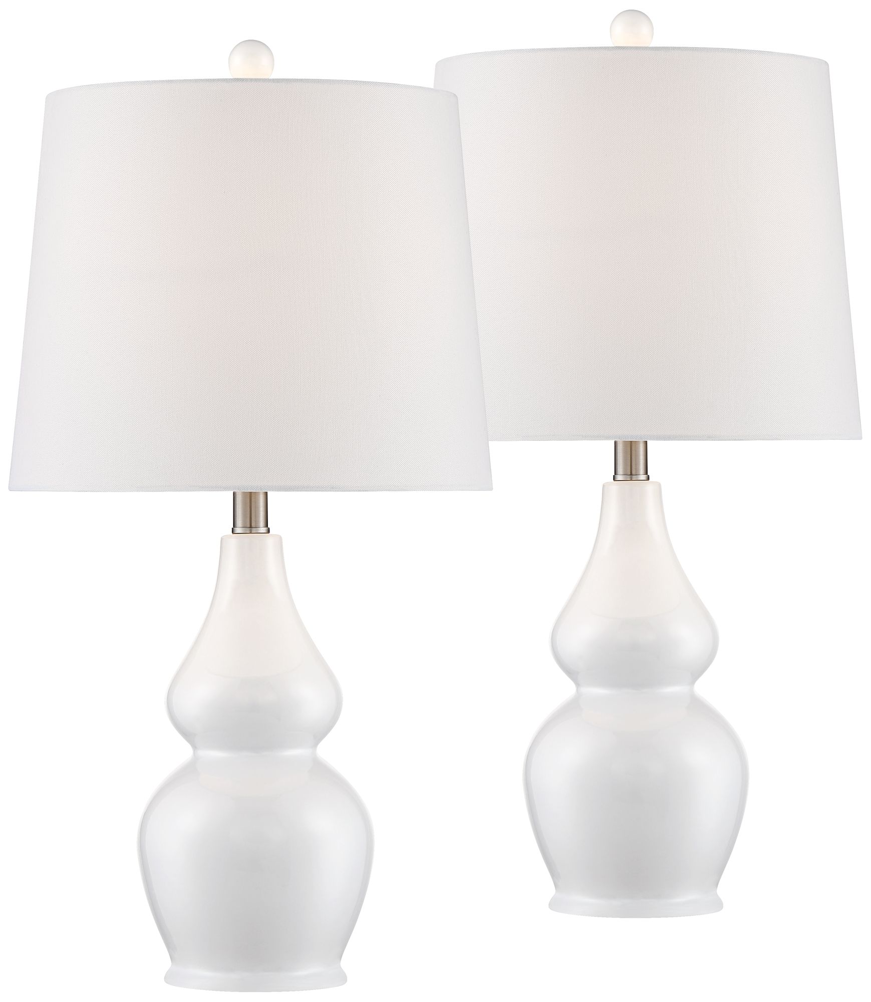 Jane 25" White Ceramic Lamps Set of 2 with Smart Sockets