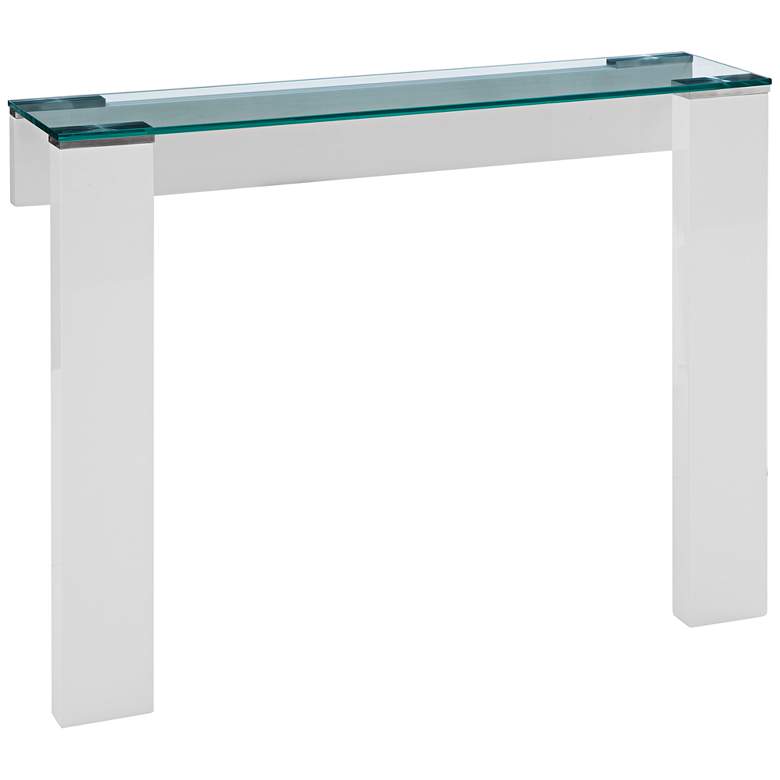 Image 1 Jane Glass Top High Gloss White Wood Console Table