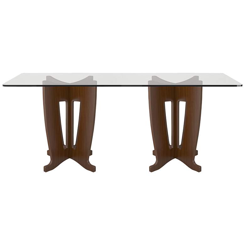 Image 1 Jane Rectangular Tempered Glass Top Nut Brown Dining Table