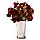 Jane Seymour 12" Red Silk Roses in Chrome Vase