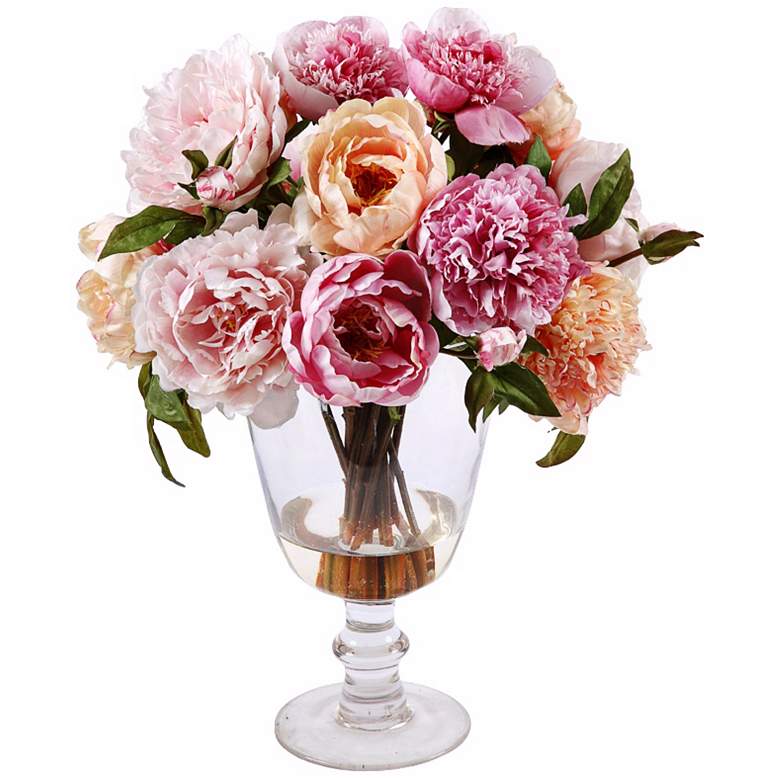 Image 1 Jane Seymour 20 inch Multicolor Peonies in Glass Vase