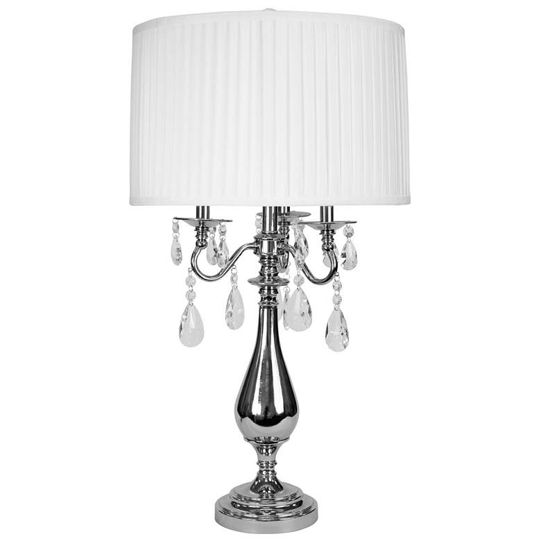 Image 1 Jane Seymour - Table Lamp - Plated Nickel Finish - White Faux Silk Shade