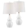 Jane White Ceramic Gourd Lamp Set of 2 with WiFi Smart Sockets