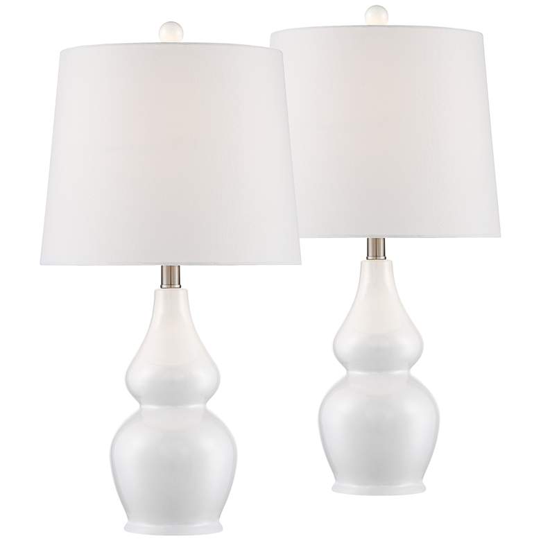 Image 2 Jane White Ceramic Table Lamps Set of 2 with Smart Sockets